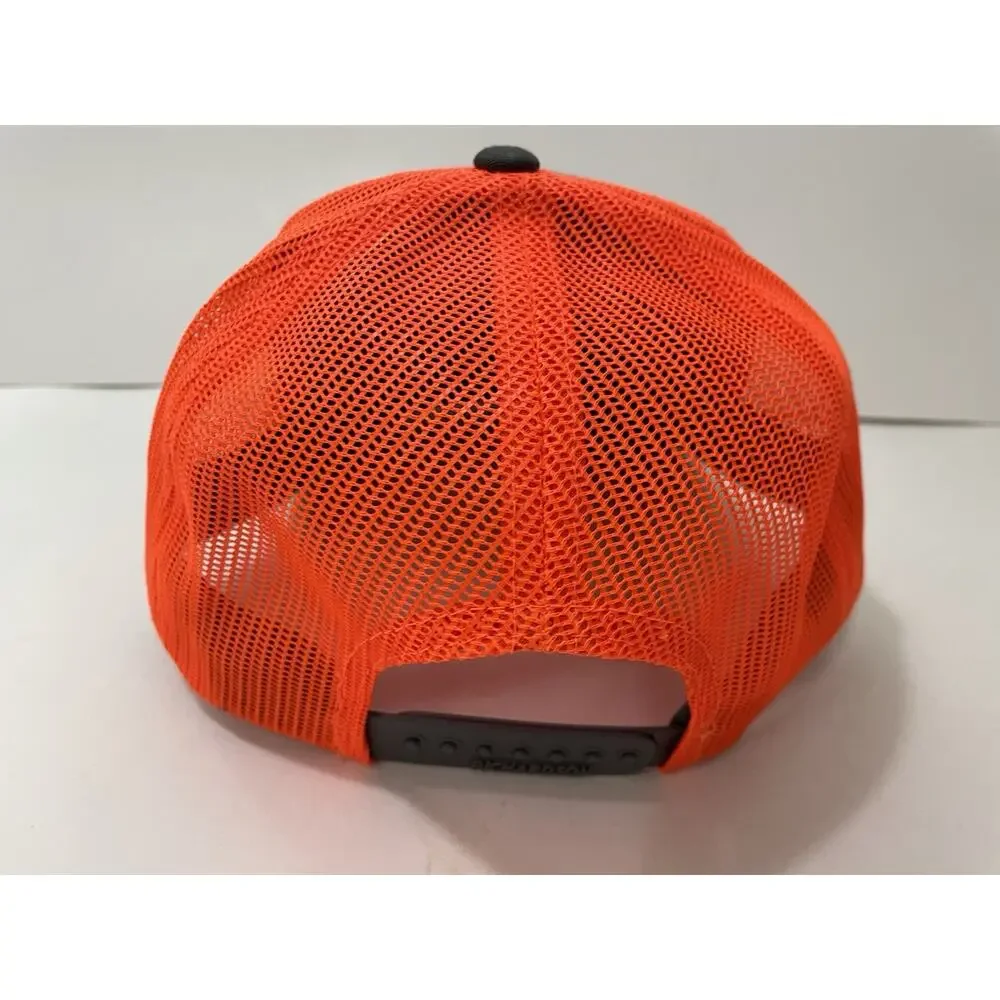 Richardson 112 Trucker SnapBack Hat Gray Orange Mesh #24 Racing Embroidered Cap